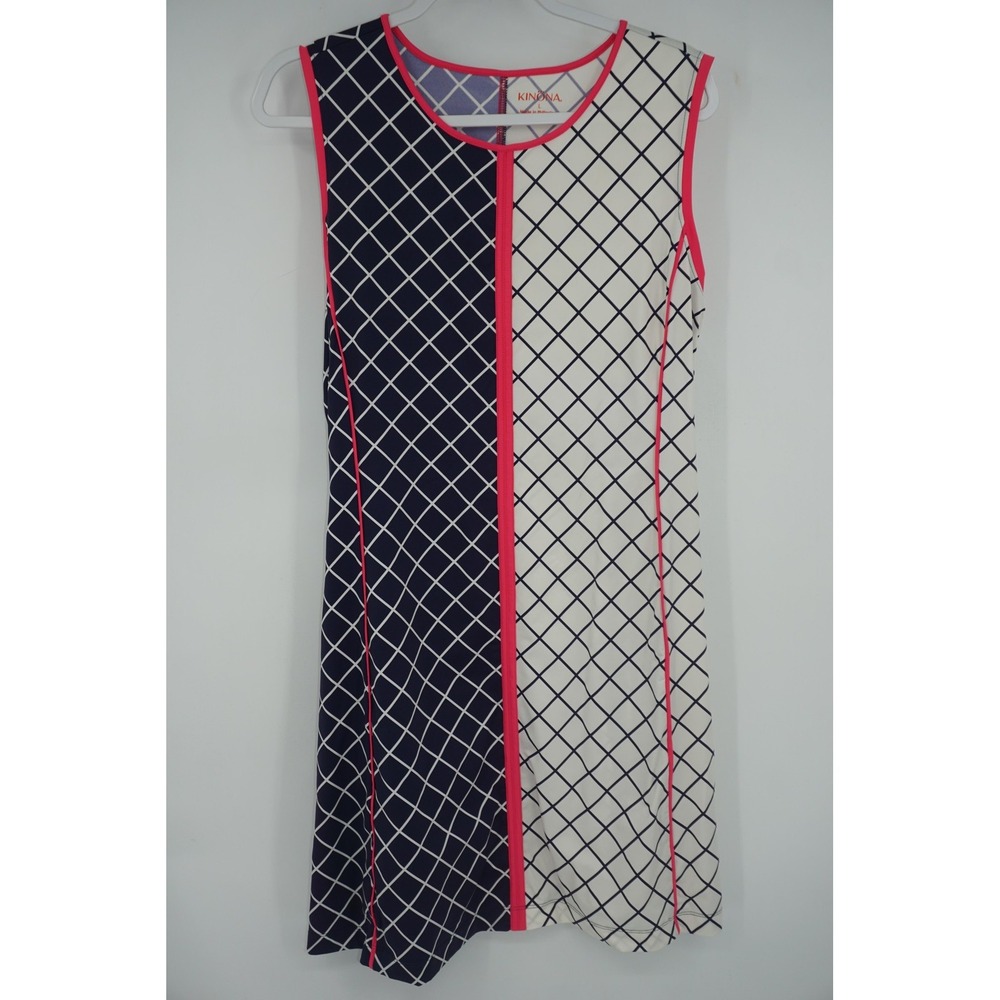 Kinona Dress‎ Multicolor Grid Check Sleeveless A-Line Golf Shift Women's Large